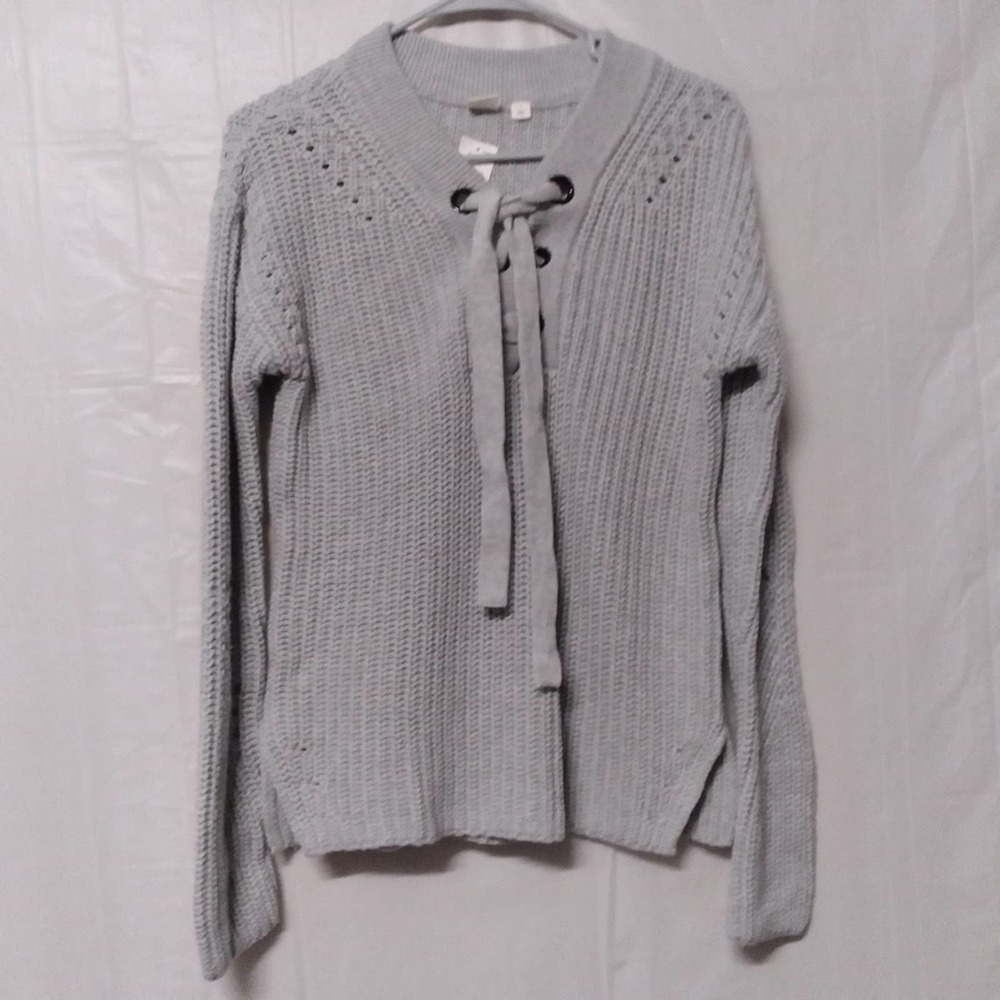 🦋 GAP Chunky Grey Sweater with Ties Small